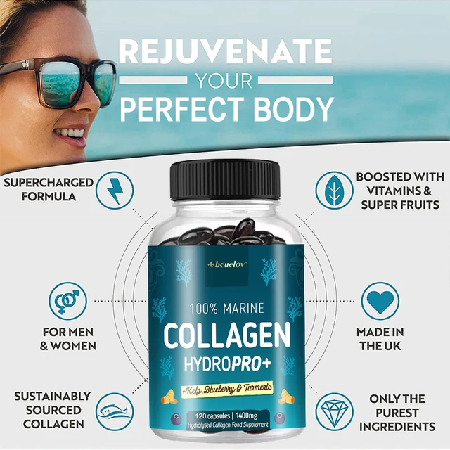 6438-20e1e9.jpg Powerful Marine Collagen - With Hyaluronic Acid, Biotin & Blueberry - 1400mg Complex-Hydrolyzed Type 1-With Vitamins & Minerals