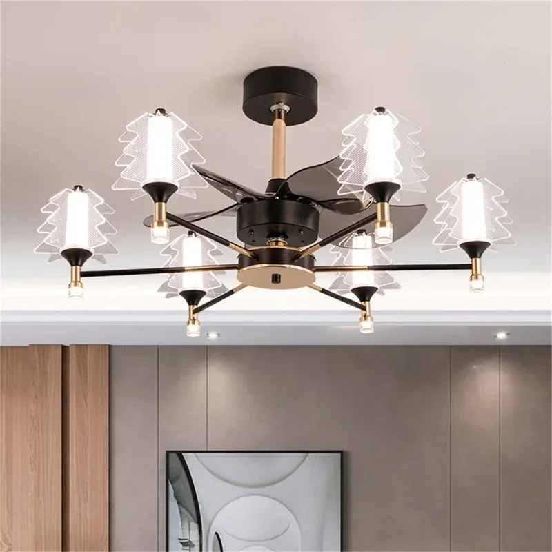 CEDRIC Postmodern Ceiling Fan with Lights Remote Control LED Lamp for Home Dining Room Decoration