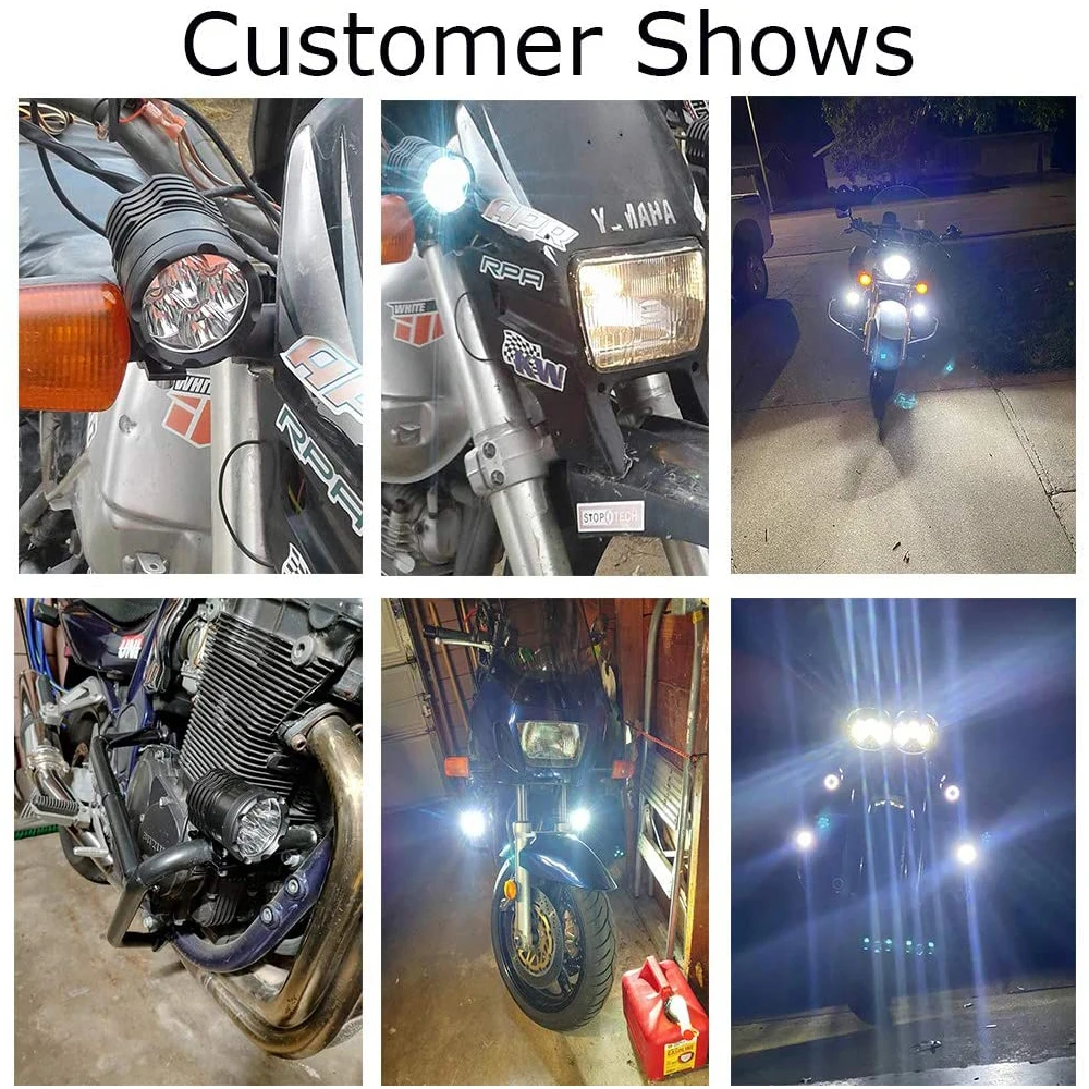 motorcycle led lights 60W Motorcycle LED Headlight Spotlight Universal Moto Spotlight Additional LED Auxiliary Faro Moto Assemblie Lamp