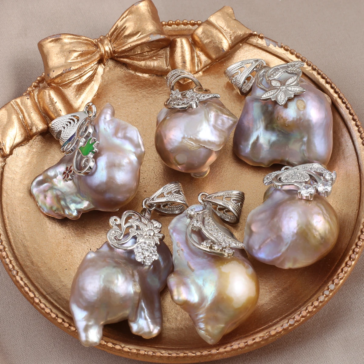 Irregular Shape Pearl Pendant 30x20mm White Natural Freshwater Pearl Charms for Jewelry Making DIY Necklace Earrings Accessories