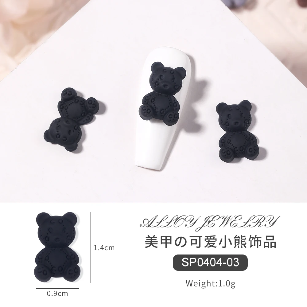 10pcs 3D Cute Bear Nail Charms Black Brown Muppet Bear Violent Bear Alloy  Metal DIY Kawaii Nail Art Accessories Decoration - AliExpress