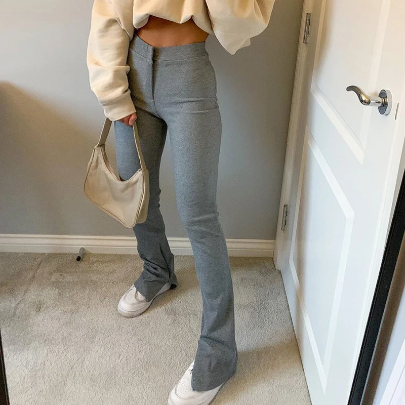 2021 New High Waist Streetwear Solid Tracksuit Ladies Tracksuit Side Split Tracksuit Fashion Skinny Pants Y2k Capris Women