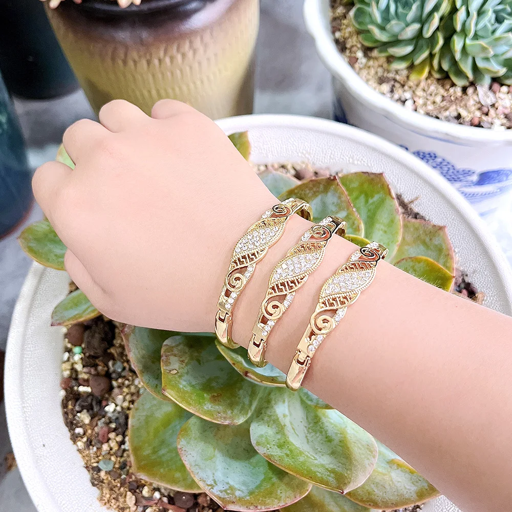 Sunspicems Arabic Thin Bracelet Sets Women Crystal Wrist Bangle Gold Color Bride Wedding Jewelry Morocco Bracelet Festival Gift bangle bracelet crystal bracelets