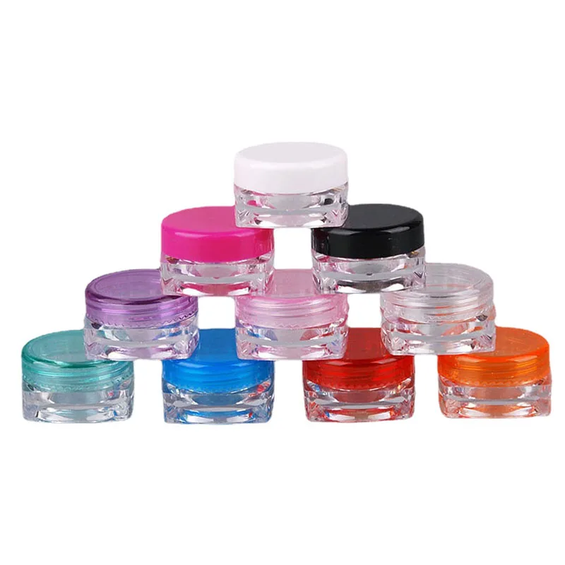 

10Pcs 3g/5g Plastic Empty Square Cosmetic Sample Jars Clear Pot Bottles Makeup Containers Fit Face Cream Lip Balm Crafts Storage