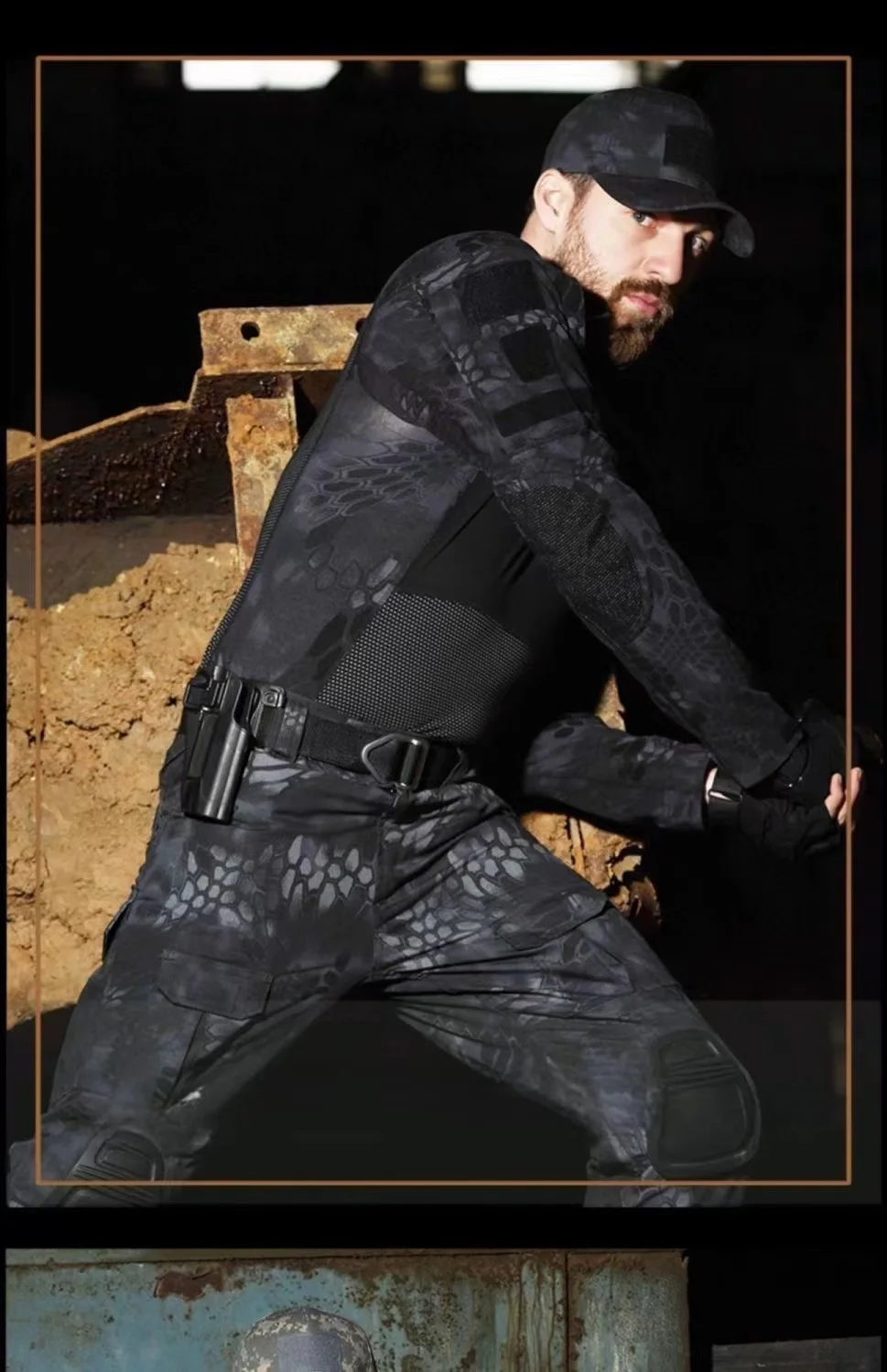 

Men's and Women's CP New Camo Long Sleeve Set Black Night Spring and Autumn Tactical Clothing CS Pure Cotton High Elasticity