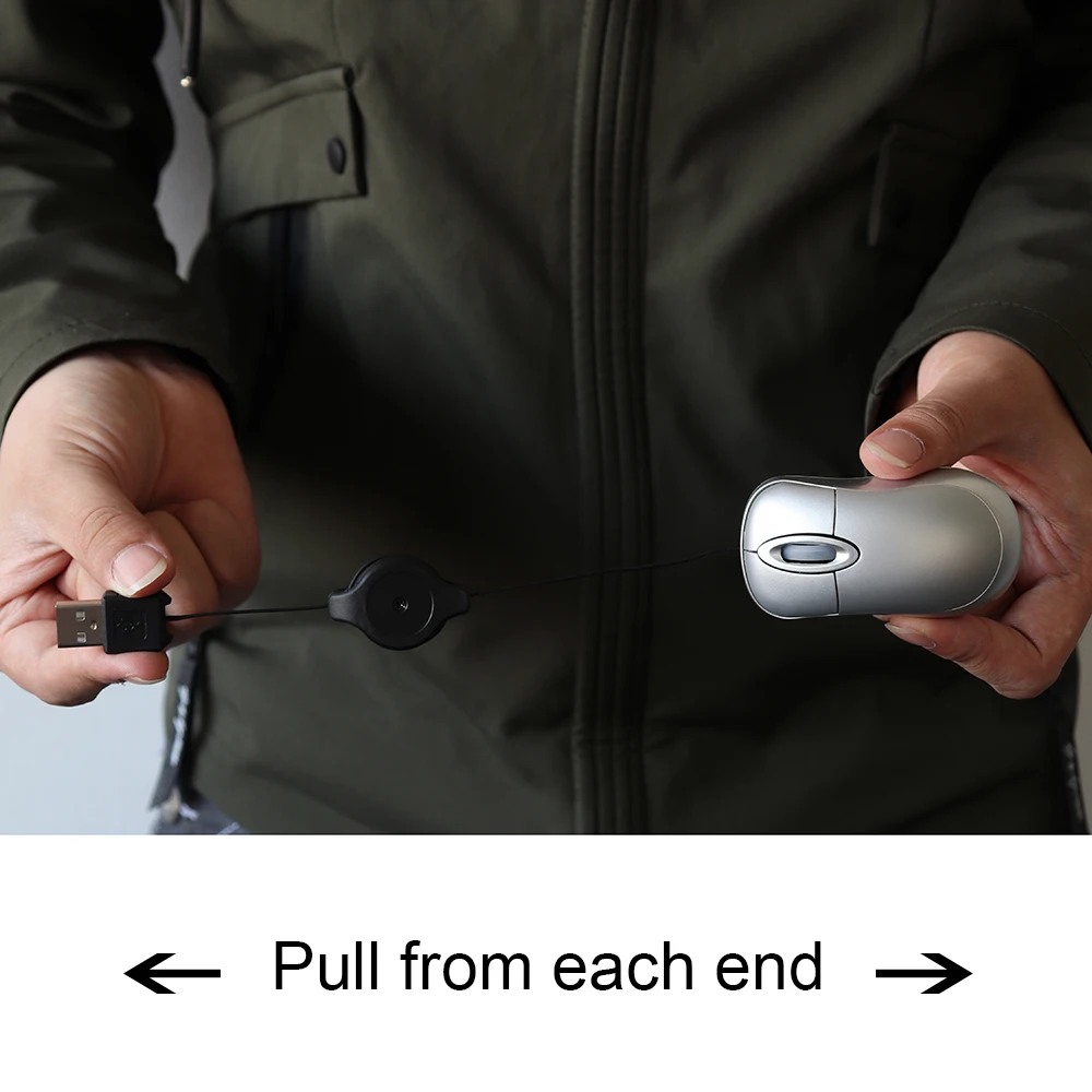 Mini Computer Mouse Retractable UB Cable Optical Ergonomic Small Wired Mause Portable 3D Office Mice For Kid Small Hand PC Mac - 6