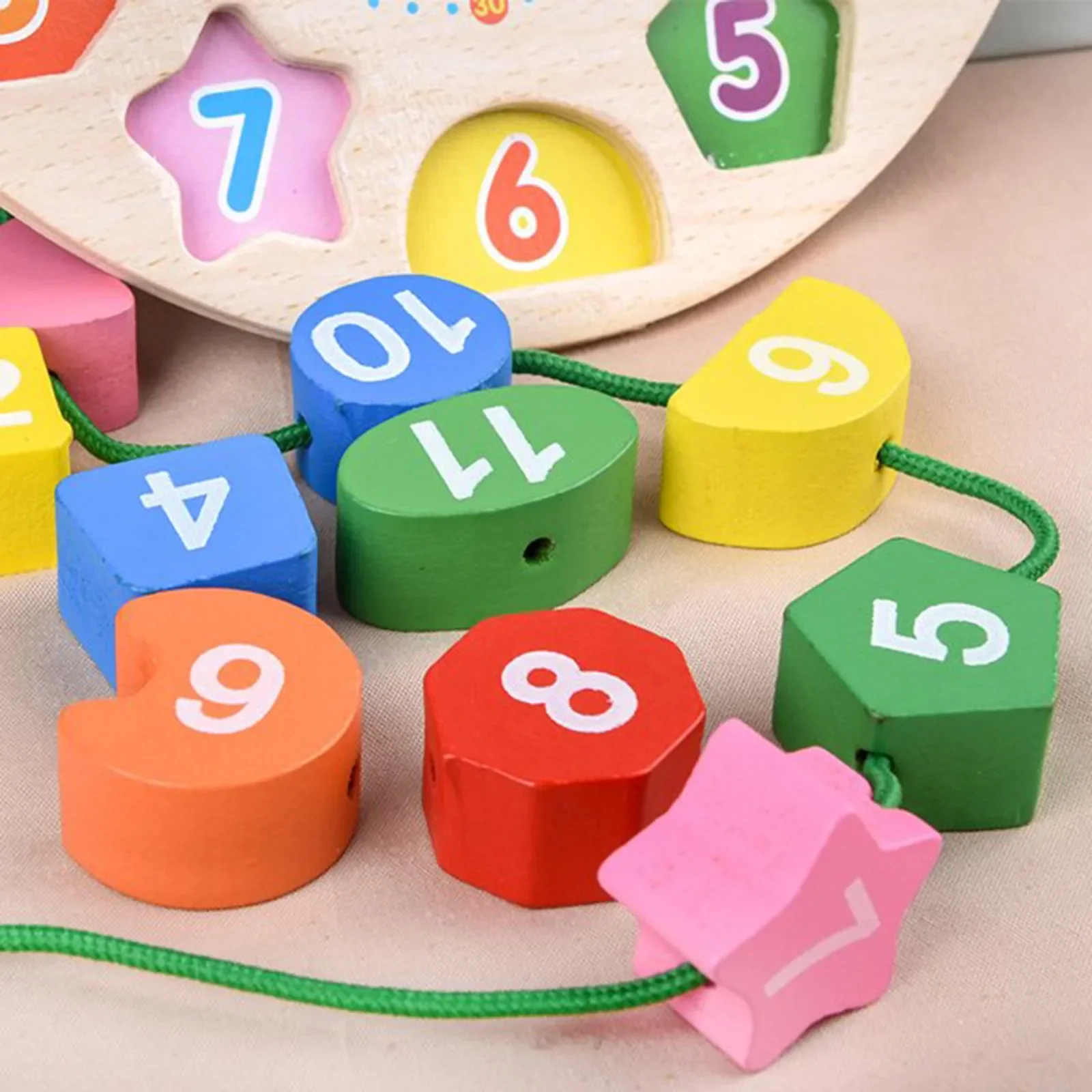 Kids Wooden Shape Color Sorting Clock Early Learning Educational Toy Addition Math Facts Games Board Games for Toddlers Gift 4