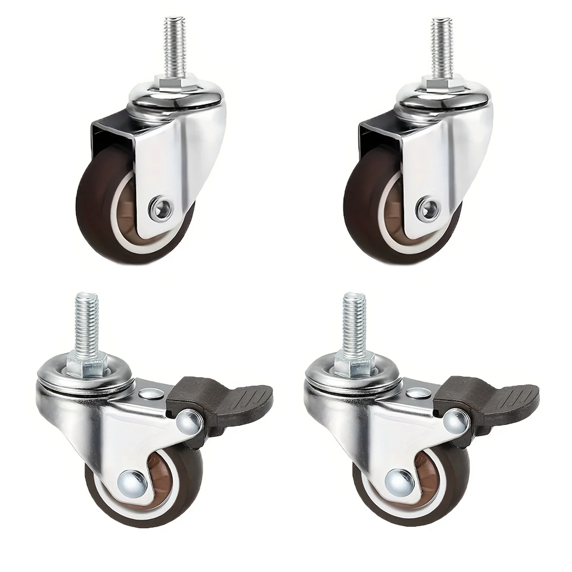 4 Pcs 1/1.25/1.5/2 inch Stem Caster Wheels Furniture Castor Wheels TPR Screw Rod Swivel Cartwheels for Carts Furniture furniture casters furniture casters wheels