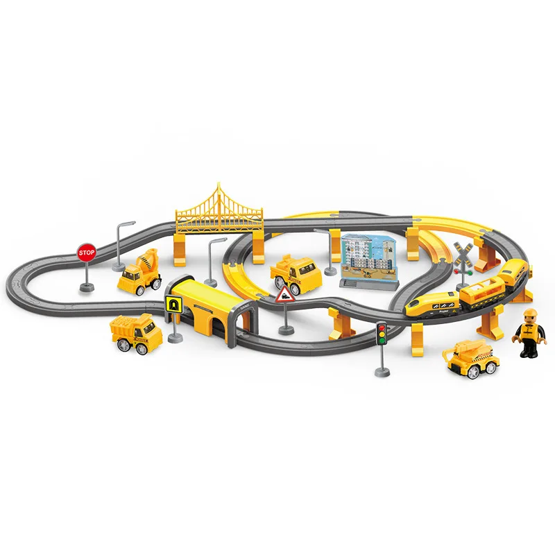 Children's Toys Floor Game DIY Train Rail Car Assembly Track Theme Set  Family Parent-child Interactive Floor Games Toys Gift 6