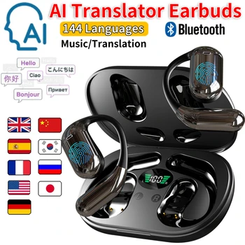 3 in 1 Translation Earphones 144 Languages Real-Time Translator Earbuds Noise Reduction Waterproof Business AI Translator Earbud 1