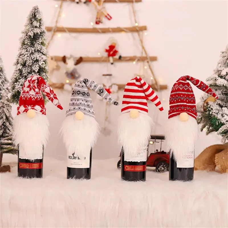 

New Year 2024 Christmas Decorations Santa Claus Wine Bottle Dust Covers Champagne Gifts Bags Xmas Home Dinner Party Table Decors