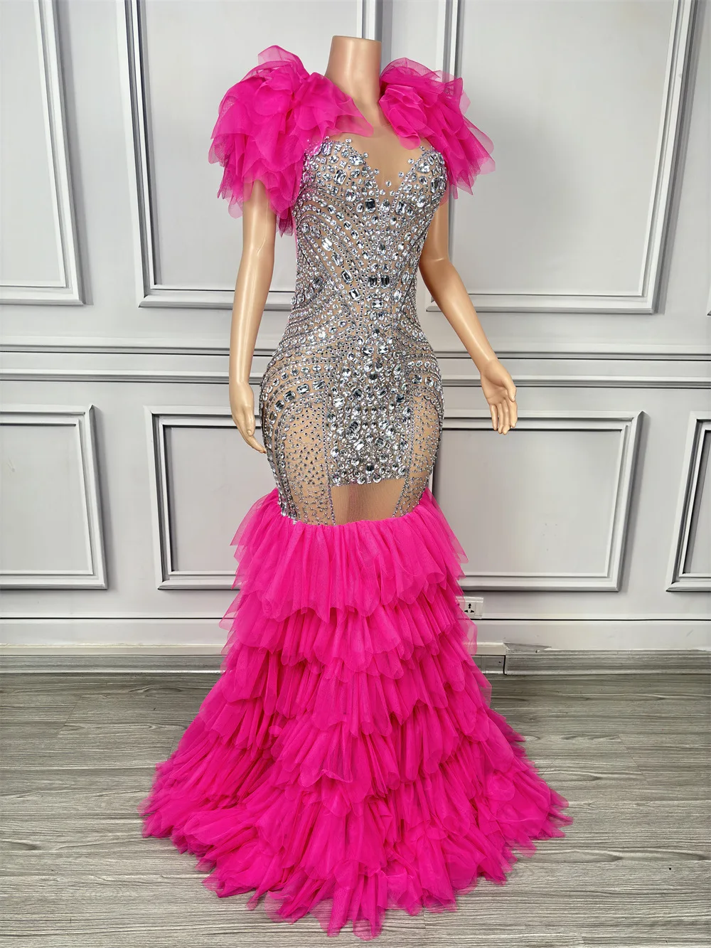 Luxurious rhinestone style fluffy dress for birthday parties, business  social parties evening parties concerts dances dresses - AliExpress  200000345
