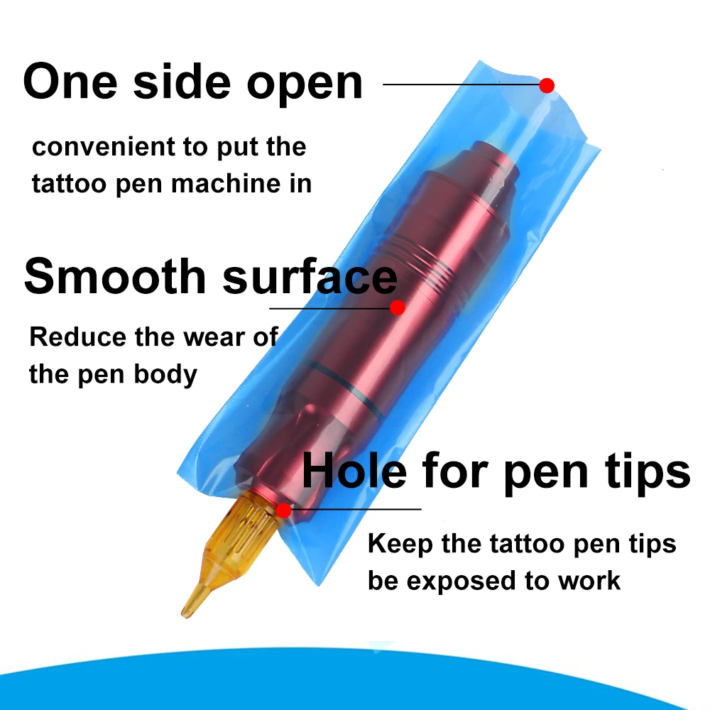 50/100pcs Tattoo Pen Machine Bags Cover Sleeves PMU Supply Disposable Blue Pink Black Microblade Pen Clip Cord Cover Accessories 2