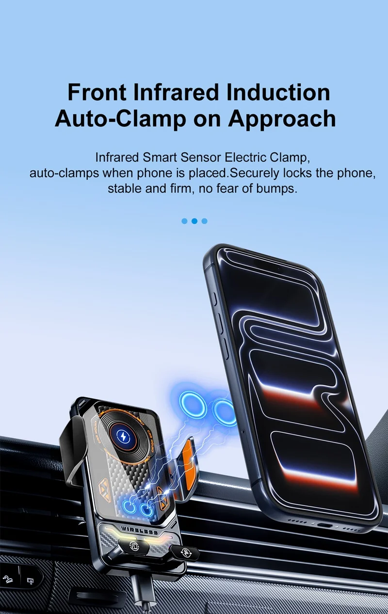 15W Universal Car Phone Wireless Charger Holder Touch 90° Rotation Mount for Samsung S25 S24 Iphone 17 16 15 14 13 12 11 Pro Max