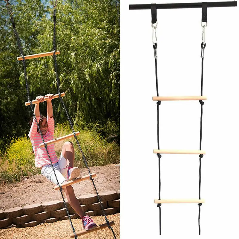 Escalera de cuerda de escalada para niños, columpio de madera para