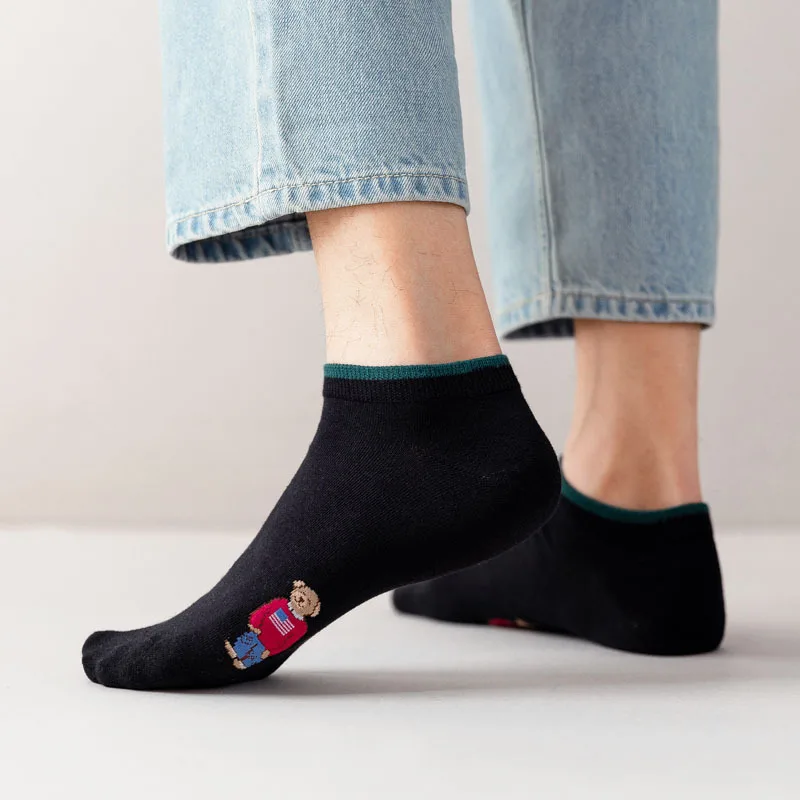 Socken Weiblichen Frühling Und Herbst Mid-rohr Stickerei Bär Schlauch Nette Casual Einfarbig Sport Pile Kawaii Socken Harajuku calcetines – Detail 34