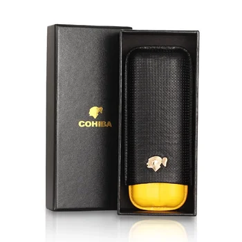 Leather Portable Cigar Humidor Holds Two Cigars Case Smoking Accessories Travel Cigar Accessories Gifts