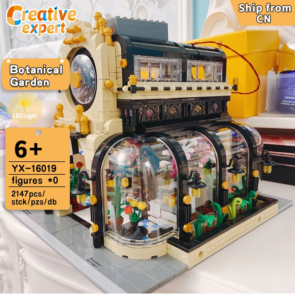 

Creative Expert 2147Pcs MOC City Flowers Botanical Garden Street View Brick Modular House Model Building Block Toys with Light