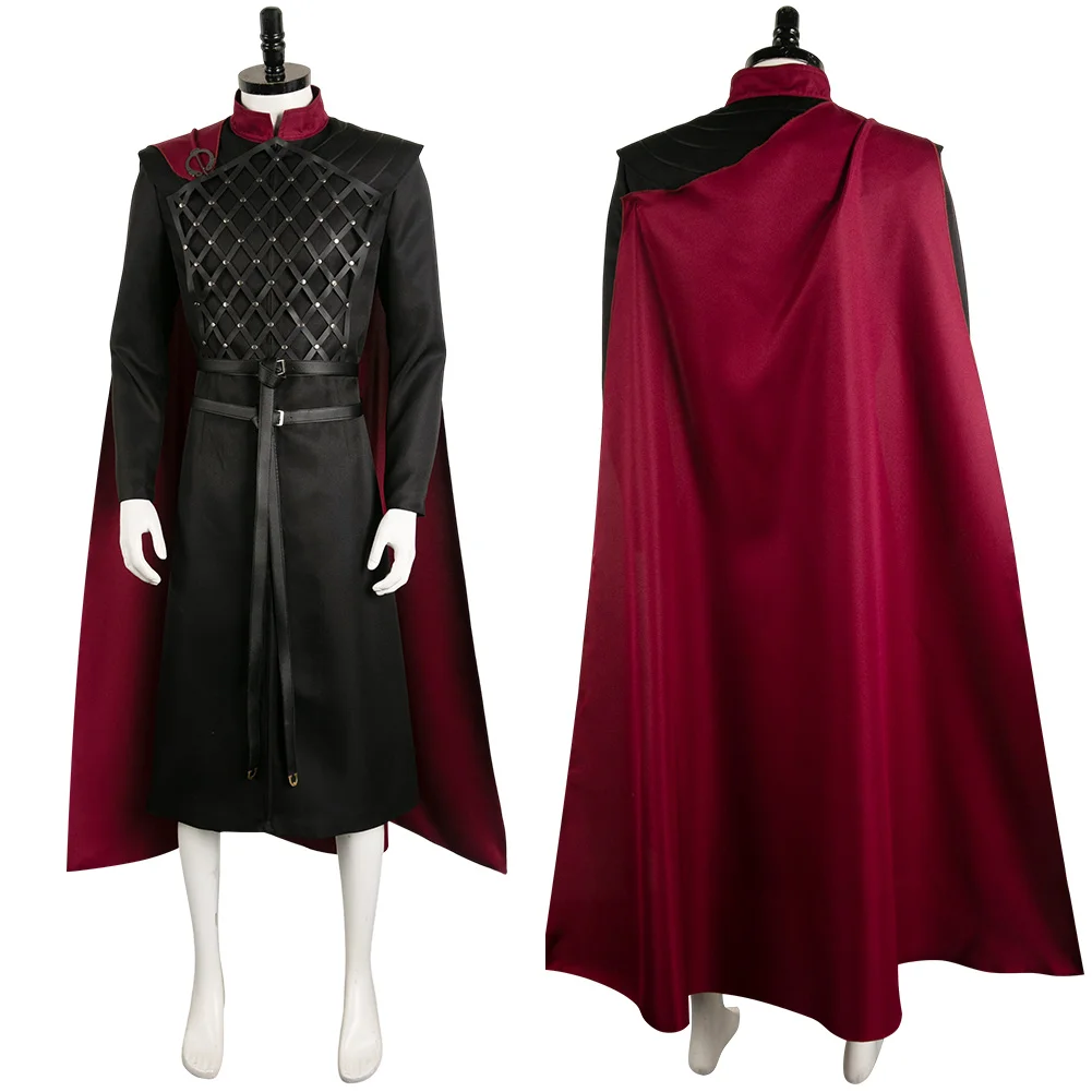 thumbnail image 1 of Disfraz de rey Aegon Targaryen para hombre adulto, disfraz medieval, túnica, cinturón, trajes de fantasía, traje de carnaval de Halloween, 1 of 5