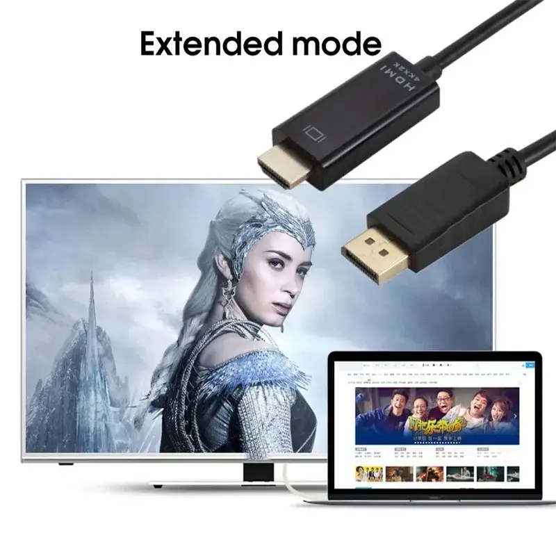 GRWIBEOU 4K DisplayPort to HDMI-compatible Adapter Converter Display Port Male Cable Adapter Video Audio For PC TV 1.8M - Image 3