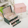 Boîte de rangement portable pour bijoux, organiseur de voyage, étui à bijoux en cuir, rangement pour boucles d'oreilles, colliers, bagues, présentoir à bijoux