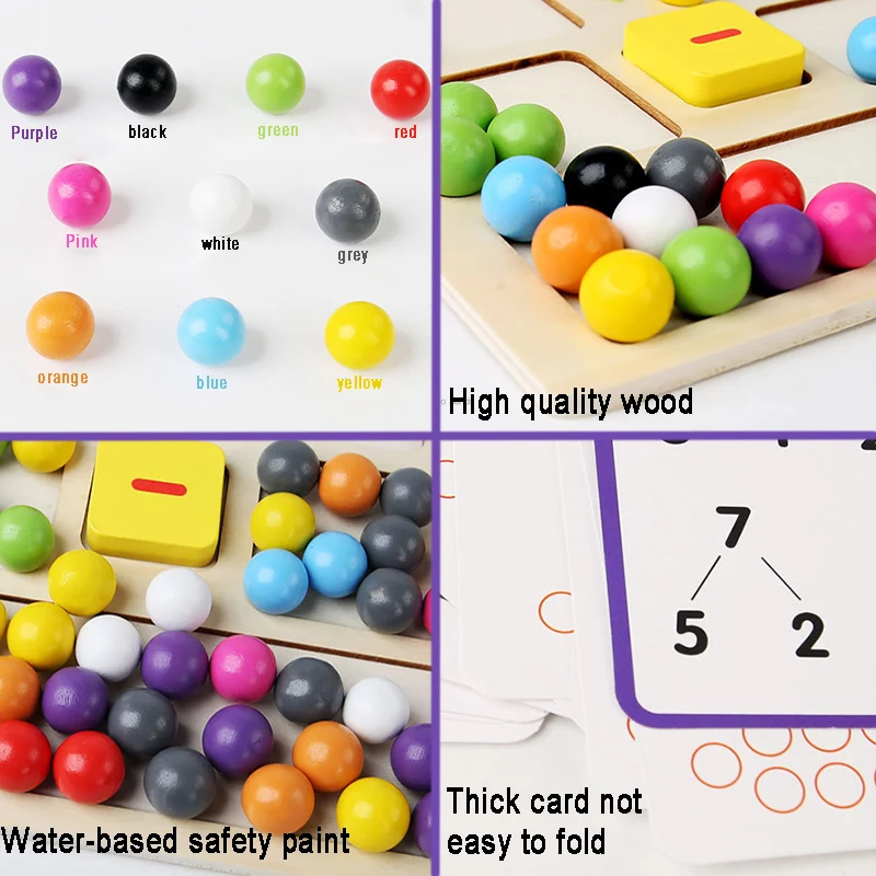 Kids Clip Beads Matching Counting Game Montessori Parish Toy Arithmetic Addition Subtraction Learn Educatinal Toys Children Gift