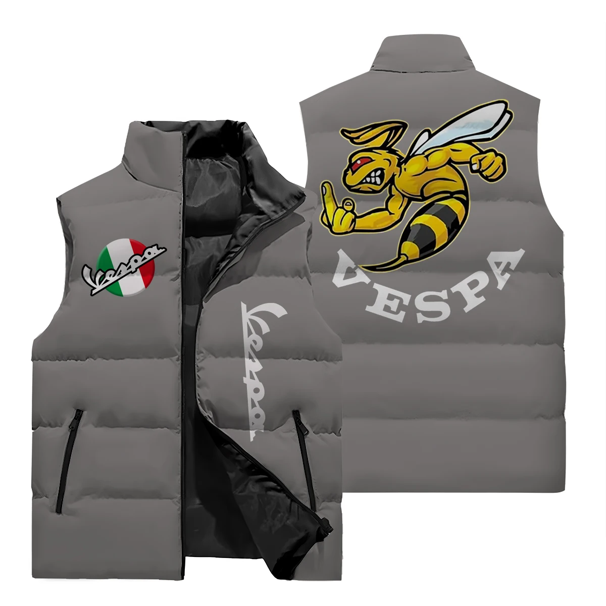 Street Wear Vest Y2kvespa Pattern Printed Oversized Jacket Sports Shirt Men's Puck Clothing Set Men's Sleeveless Down Jacket down jacket mens jacket