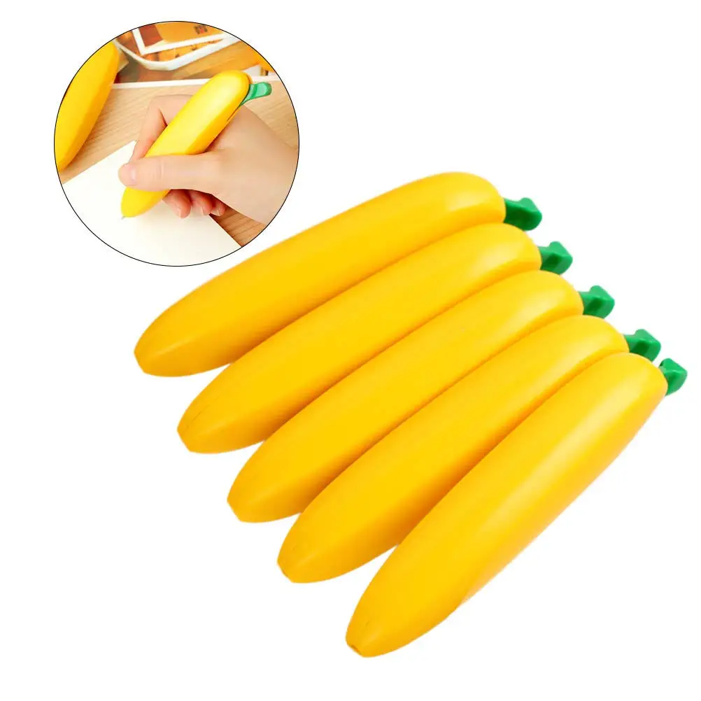 5Pcs Banana Ballpoint Pens Creative Cartoon Style Smooth Writing Non-Slip Comfortable Hand Feeling for Home School Office