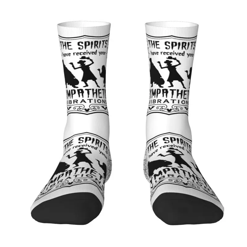 

Printing Haunted Mansion Socks Stretchy Summer Autumn Winter The Spirits Have Received Your Sympathetic Vibrations Crew Socks