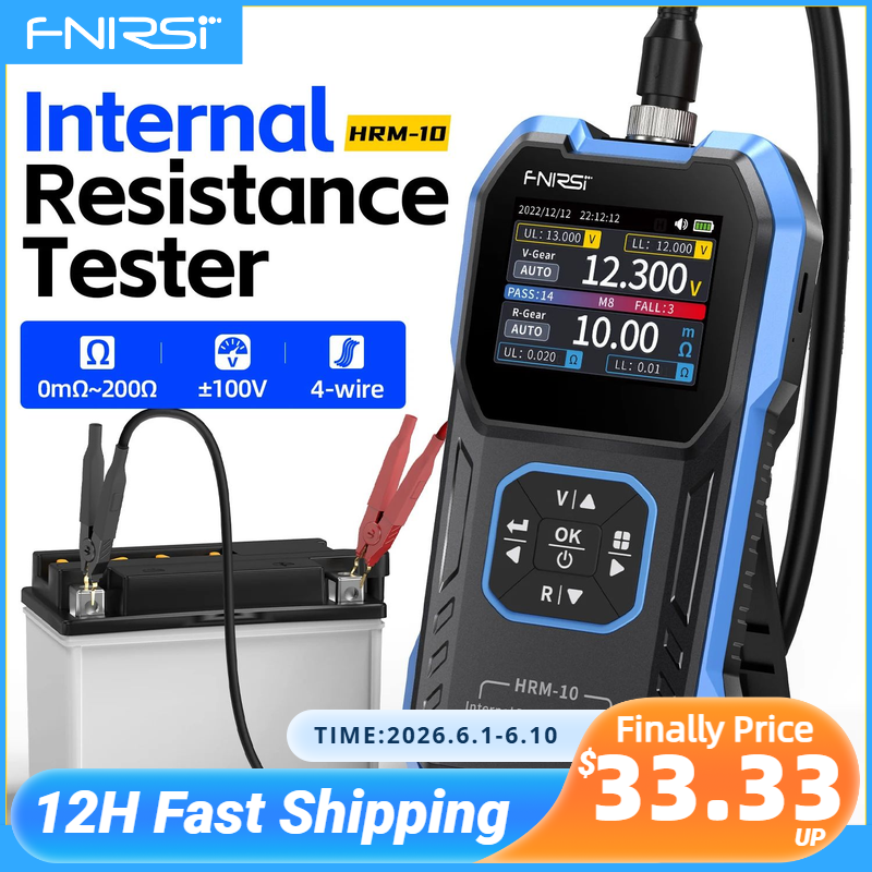  FNIRSI HRM-10 Battery Voltage Internal Resistance Tester 18650 High-precision AC Acid Lithium Lead Car Battery Capacitor Tester 