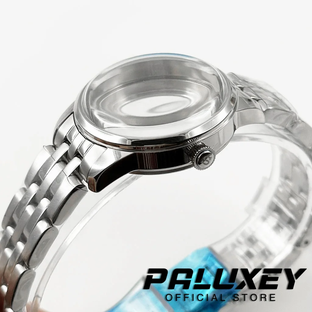 Premium Stainless Steel Watch Case with Arch Glass and Transparent Backcover, Compatible with NH35/NH38 Movement