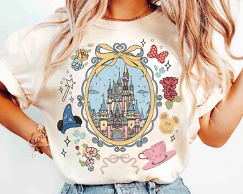 Playful Bow Disney Castle Shirt, Magic Kingdom Girl Disney Tour Shirt Disney World Disneyland Birthday, Mickey Fantasy T-shirt 1