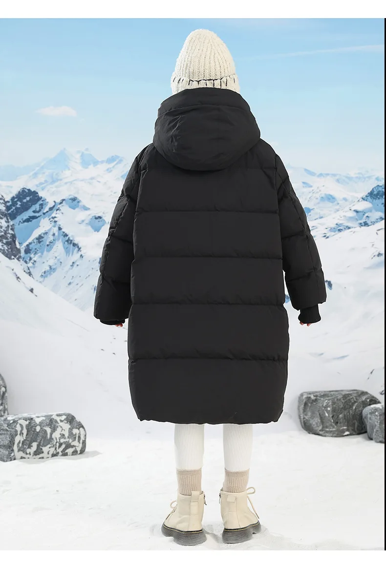 Children Clothing Winter Down Cotton Jacket For Girls Over Knee Thick Snowsuit Kids Warm Parka Black Red White TR291