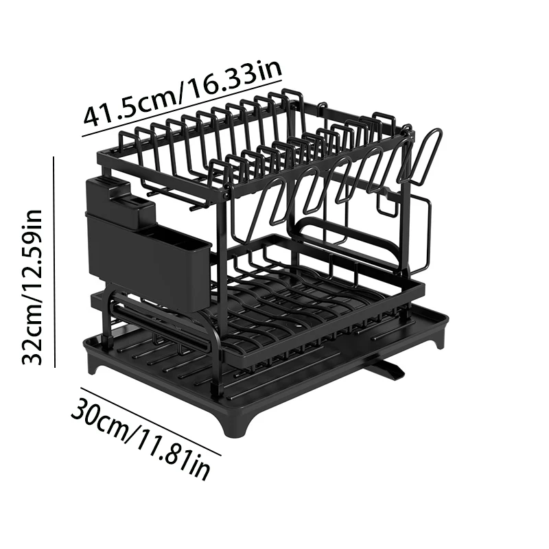Scolapiatti, Porta Utensili a Doppio Strato, Robusto e Durevole, Adatto per Posizionare Tazze, Pentole e Bacchette, Ideale per Cucine Domestiche - immagine 3