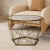 Round  Coffee Tables,Glass Coffee Table,Metal End Tables for Living Room 3