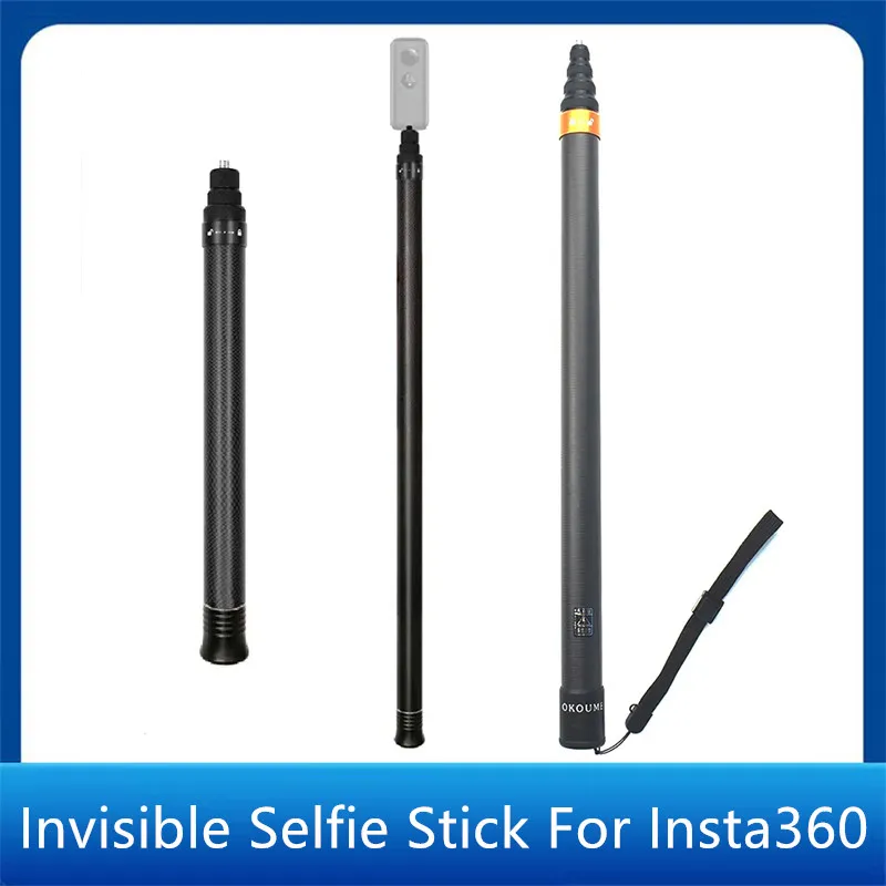 Selfie Stick Carbon Fiber Invisible Extended Edition Selfie Stick 290cm 3m 150cm For Insta360 X4 / X3 / X2/ ONE RS Accessories For Insta 360