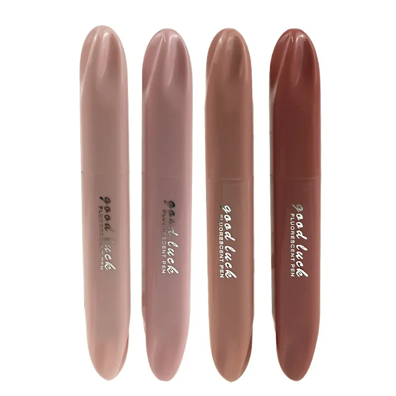 Highlighter Marker Pens Lipstick Design Soft Brush Tip Set 4Pcs for Drawing Painting Office School