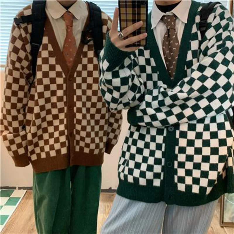 Autumn and Winter College Style Cardigan Coat Men's and Women's Lazy Style Retro Loose Couple Knitwear Korean Fashion Sweater