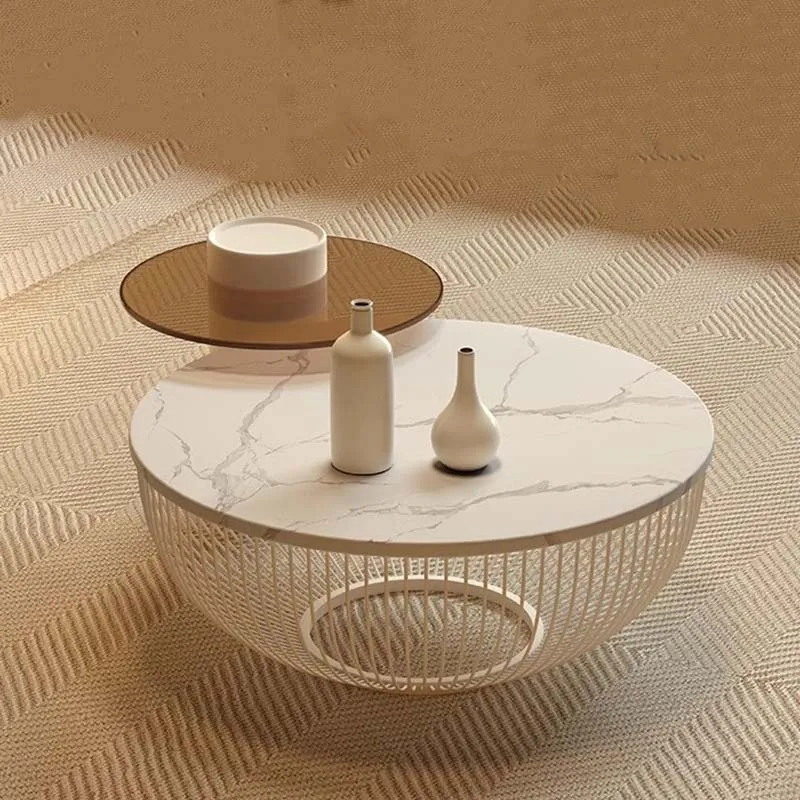 SimpleRoundModernCoffeeTablesBedroomWaterproofHighStanding