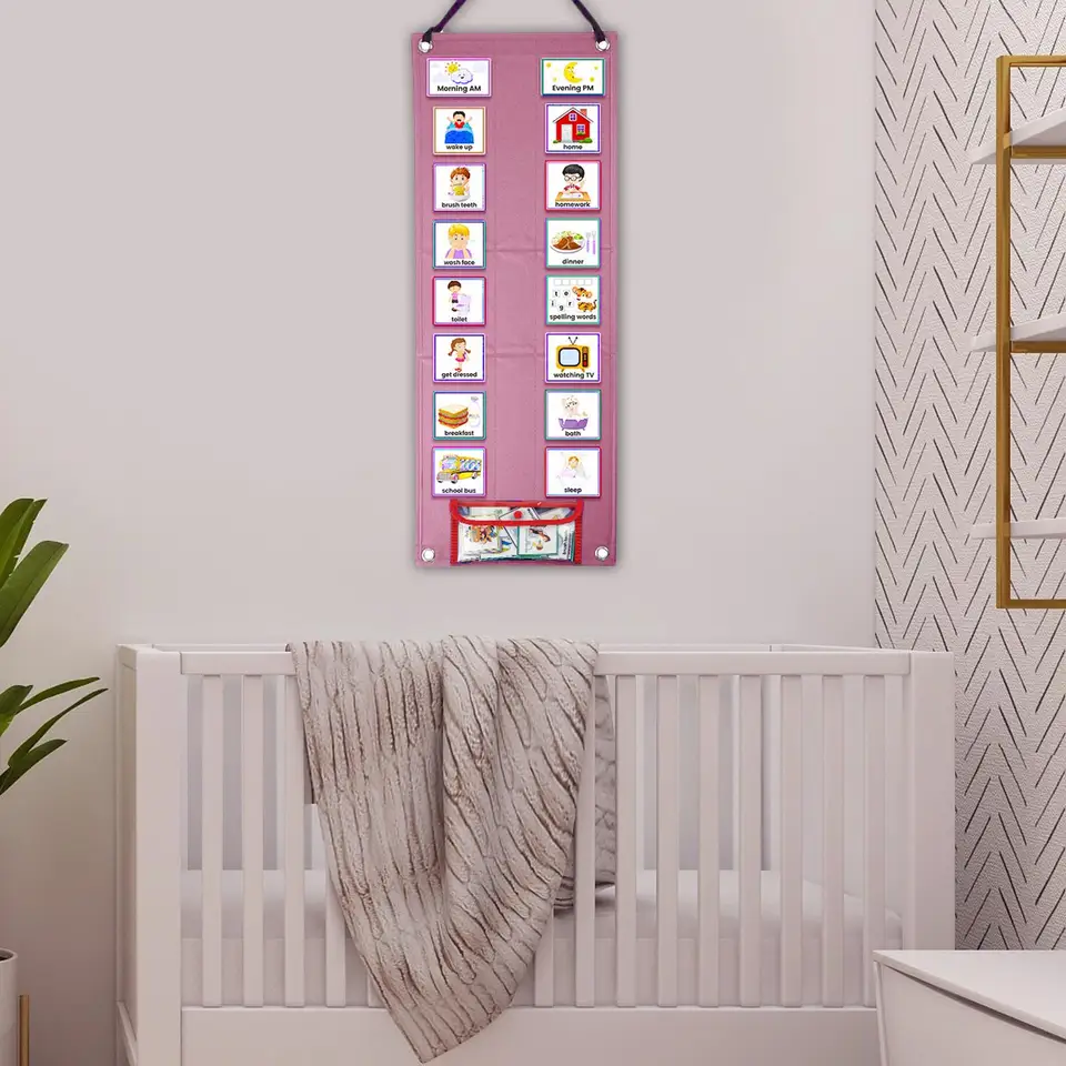 Keyohome Kid Visual Schedule Hanging Visual Planner Chore Chart With 70