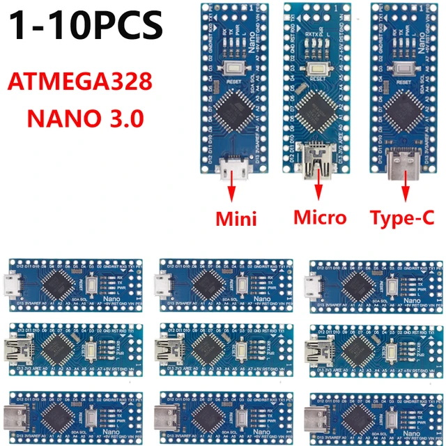 Mini / Type-C / Micro USB Nano 3.0 With the bootloader compatible Nano controller for arduino CH340 USB driver 16Mhz ATMEGA328PB