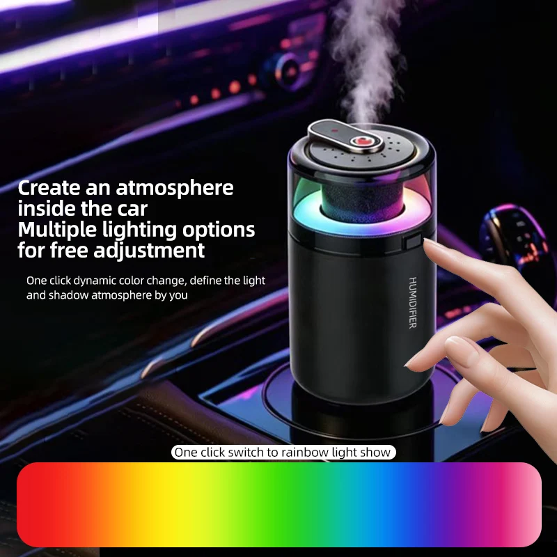 Compact 2-in-1 Car Humidifier & Aroma Diffuser with RGB LED Light
