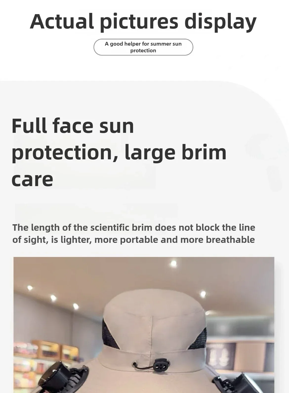 Large Quick Dry Bucket Hat with Solar Fan - USB Charging Sun Hat for Outdoor Activities
