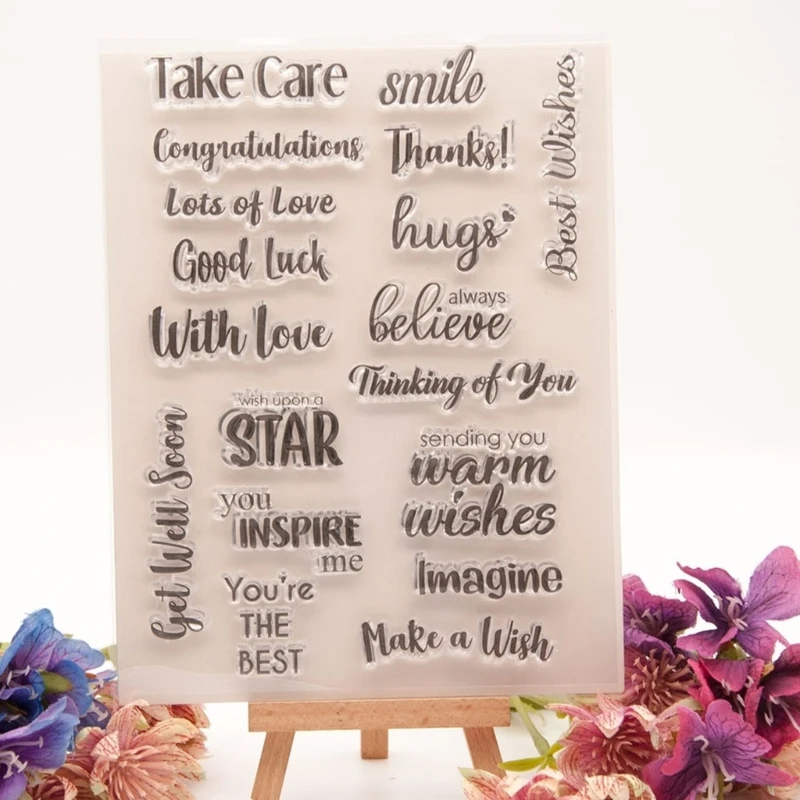 Clear Stamp Congratulations Transparent Seal Stamp Blessing Words Silicone for Scrapbooking Card Making Decoration