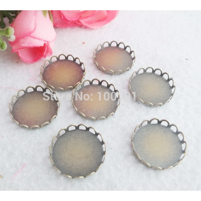 

100PCS 12-25MM Antique Brass Round Gemstones Cameo Base Setting Pendant Jewelry Findings Accessories Components