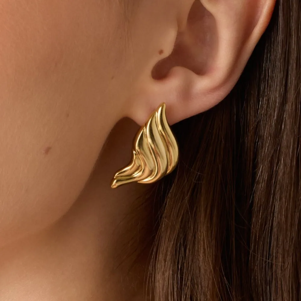 18K Gold Plated Multi-layer Metal Geometric Knot Stud Earrings Texture Striped Symmetry Statement Earring Trendy Jewelry Bijoux