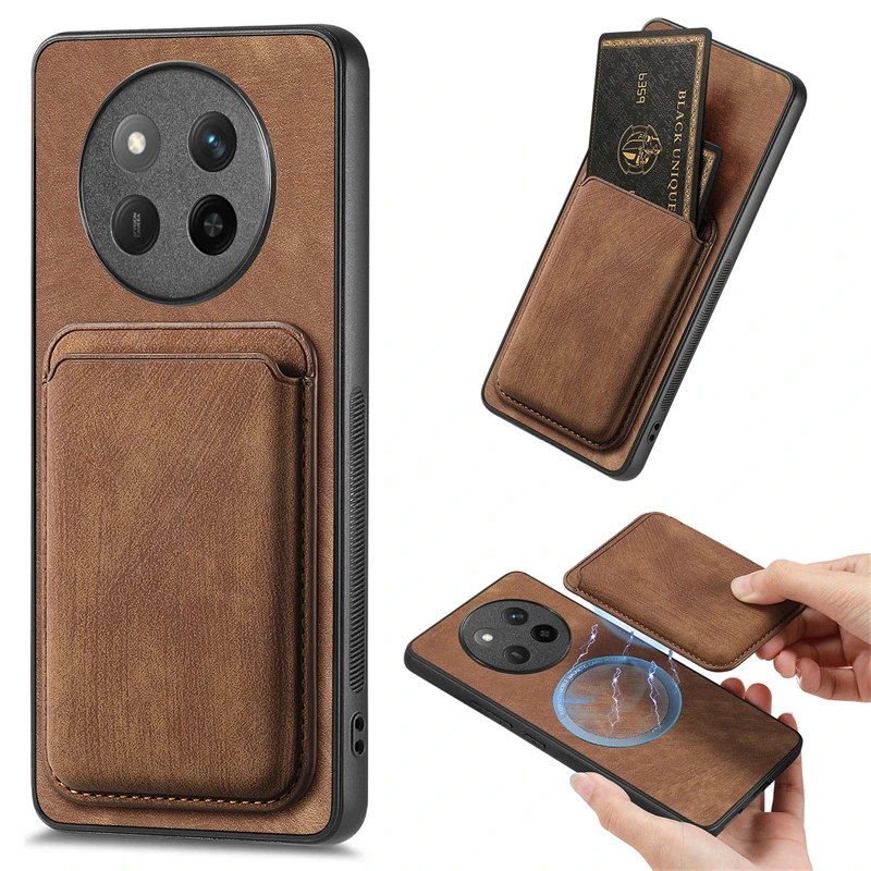 Luxury Leather Magnetic Wallet Case with Detachable Card Slot Cover