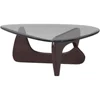 Triangle Coffee Table Modern Noguchi Vintage End Table, Solid Wood Base and Clear Glass Top Accent, for Living Room, Patio(Dark 3