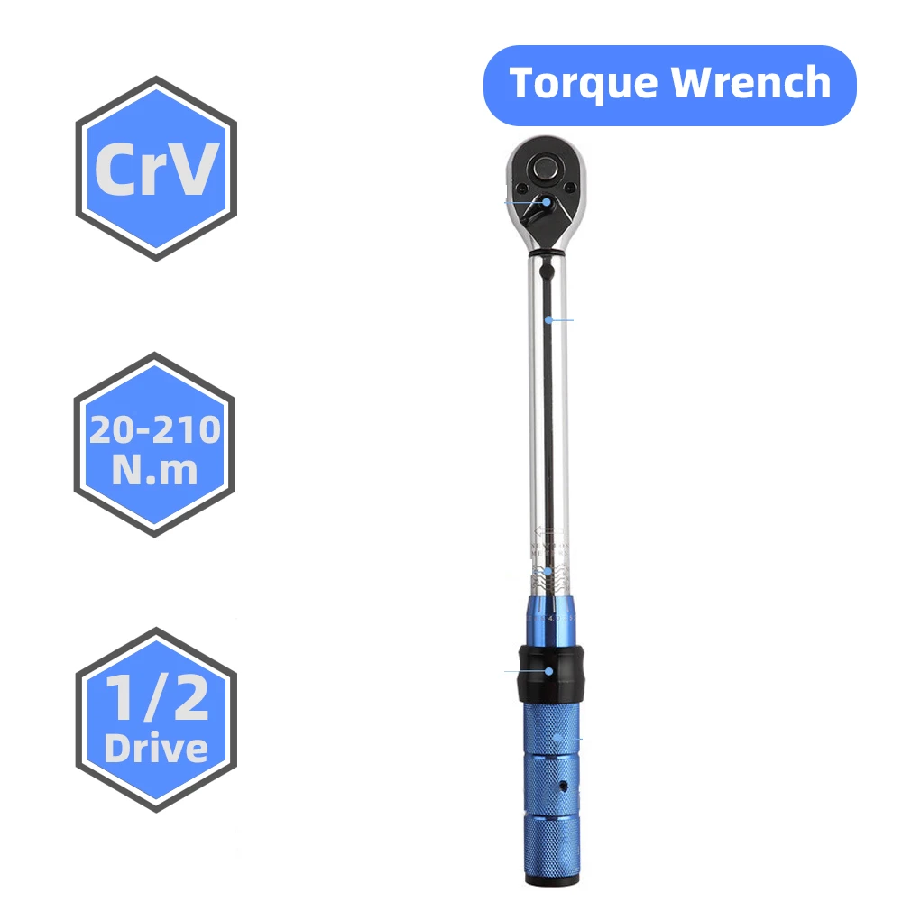 1/2 Automotive Torque Wrench 20210nm 72 Teeth Ratchet Spanner ±3