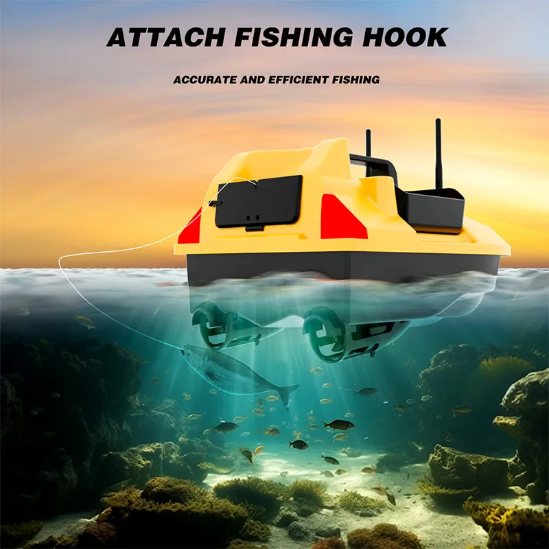 500M Sonar Fish Finder GPS Auto Return RC Bait Boat 40GPS 2KG Independent  3Hopper Fixed Speed Cruise Remote Control Fishing Boat